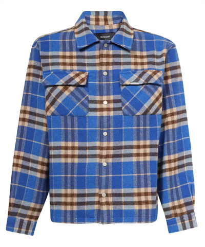 Represent Checkered Buttoned Flannel Shirt In 109cobalt