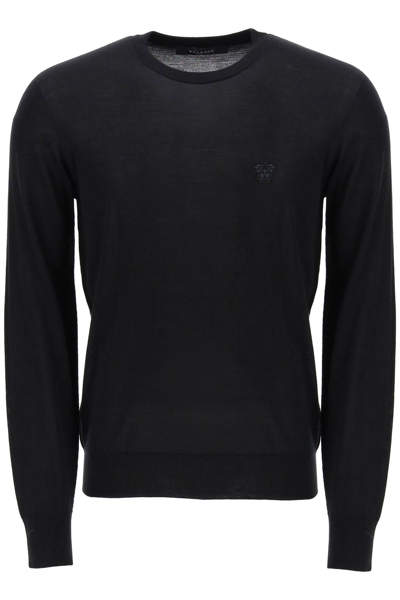 Versace Black Medusa Embroidery Wool Jumper