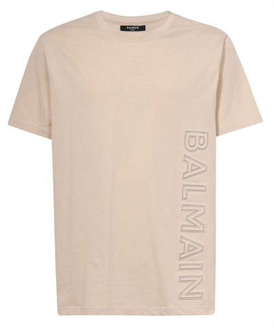 Balmain Embossed  T-shirt In Beige