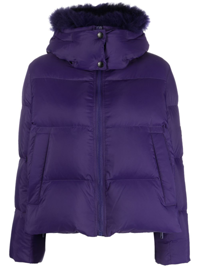 Yves Salomon Hooded Puffer Jacket In Purple