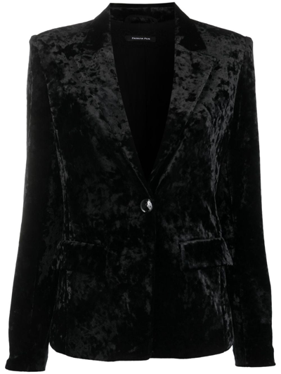 Patrizia Pepe Crushed-velvet Single-breasted Blazer In Black