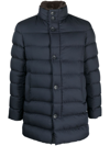 Herno Black Mid-length Quilted Down Jacket In Blue