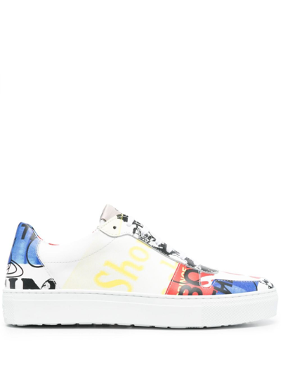 Vivienne Westwood Mix-print Leather Sneakers In White