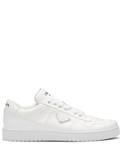 Prada Downtown Leather Trainers In White