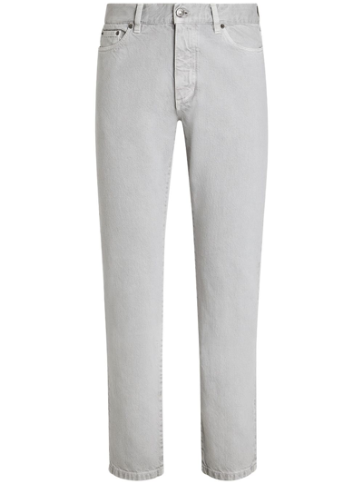 Zegna Roccia Straight-leg Jeans In Gris Chiné