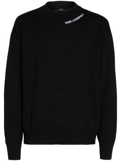 Karl Lagerfeld Karl Logo Crew Neck Sweater In Black