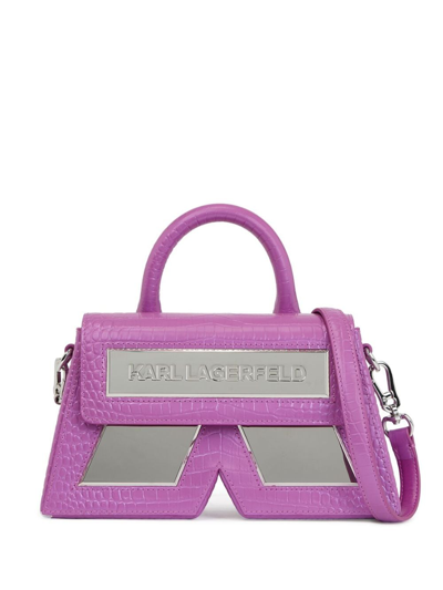 Karl Lagerfeld Ikon/k Crocodile-effect Crossbody Bag In Purple