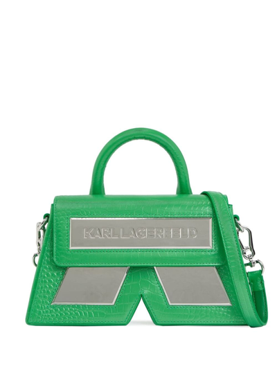 Karl Lagerfeld Ikon/k Crocodile-effect Crossbody Bag In Green