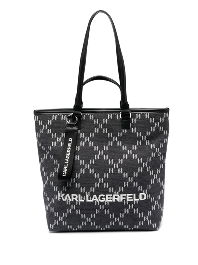 Karl Lagerfeld K/ Jacquard-monogram Tote Bag In Black