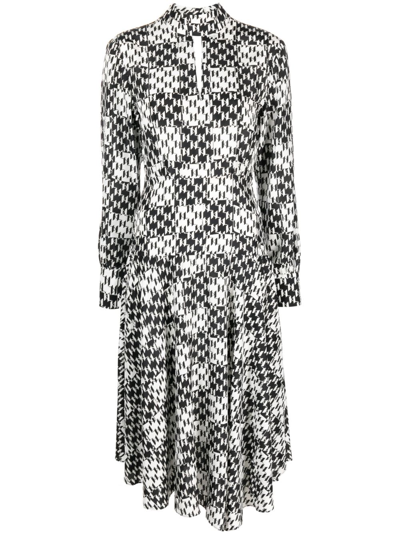 Karl Lagerfeld Monogram-jacquard Silk Dress In Black