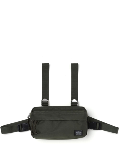 Comme Des Garçons Homme Deux X Porter Logo-patch Zipped Shoulder Bag In Green