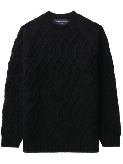 Comme Des Garçons Homme Deux Geometric-pattern Wool Jumper In Black