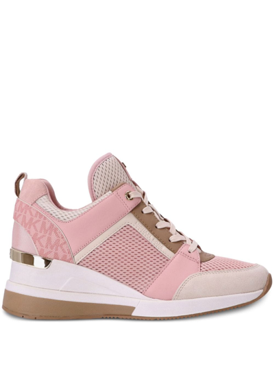 Michael Michael Kors Georgie Panelled Leather Sneakers In Pink