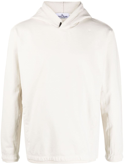 Stone Island Stellina Logo-embroidered Hoodie In Nude