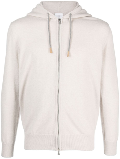 Eleventy Hooded Cashmere Cardigan In Neutrals