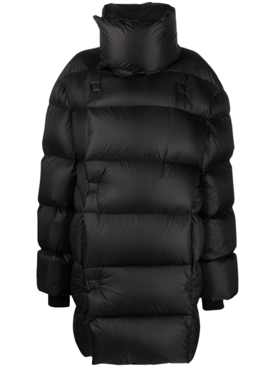 Rick Owens Drella Jumbo Down Poncho Coat In Black