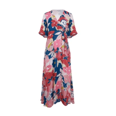 Emily And Fin Chloe Wrap Dress In Pink Ashilah Floral Print