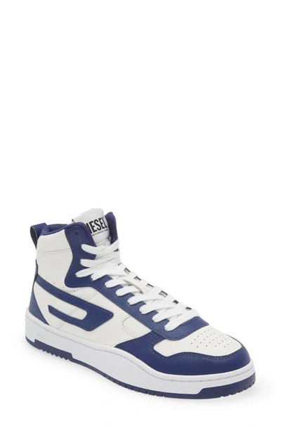 Diesel S-ukiyo V2 High-top Sneakers In White/ Blue Multi