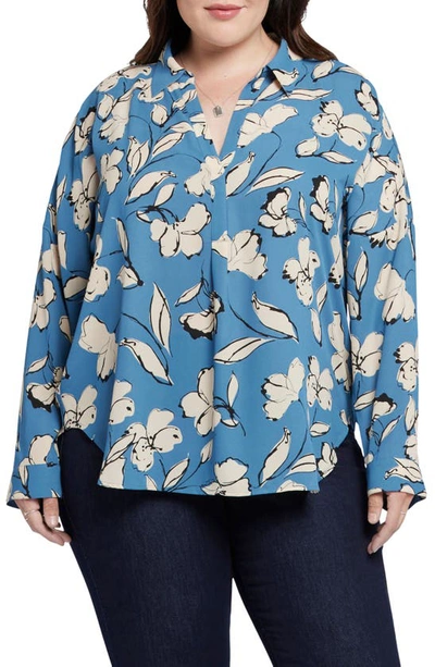 Nydj Becky Printed Short Sleeve Blouse In La Grande