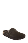 Birkenstock Boston Genuine Shearling Lined Clog In Mocha/ Mocha