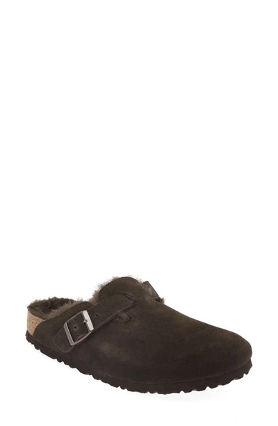 Birkenstock Boston Genuine Shearling Lined Clog In Mocha/ Mocha