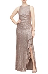 ALEX EVENINGS SEQUIN RUFFLE GOWN