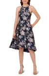 ADRIANNA PAPELL FLORAL JACQUARD COCKTAIL DRESS
