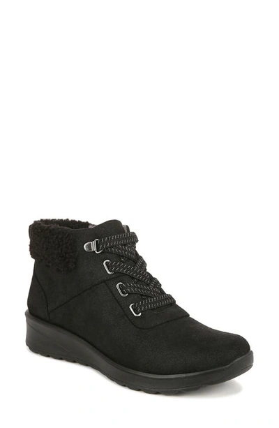 Bzees Generation Faux Shearling Cuff Bootie In Black Fabric
