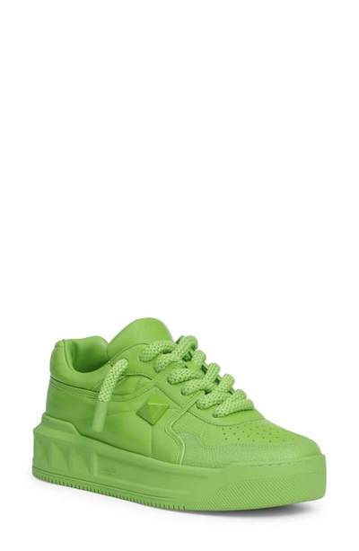 Valentino Garavani One Stud Xl Nappa Leather Low-top Trainer In Green