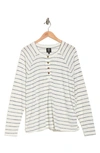 Bobeau Caty Long Sleeve Henley T-shirt In Ivory/ Dk Denim