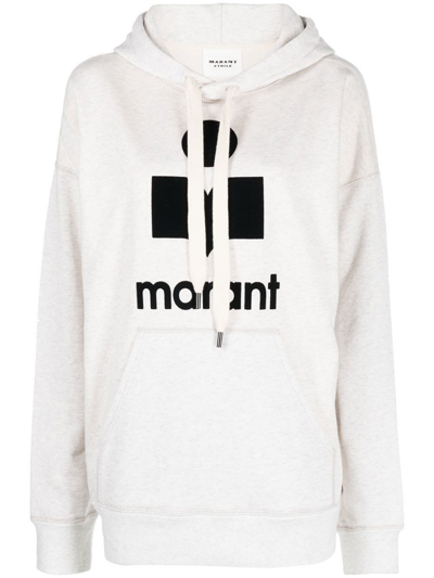 Marant Etoile Mansel Hoodie With Flocked Logo In Grey