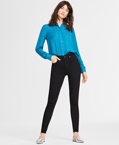On 34th Plus Size Ponte Skinny Leggings, Regular And Short Lengths, Created For Macy's In Deep Black