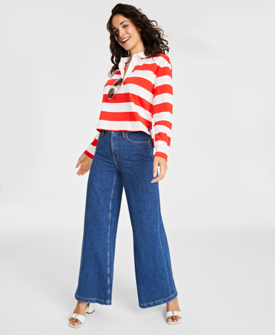 On 34th Women's High Rise Wide-leg Jeans, Created For Macy's In Dark Wash