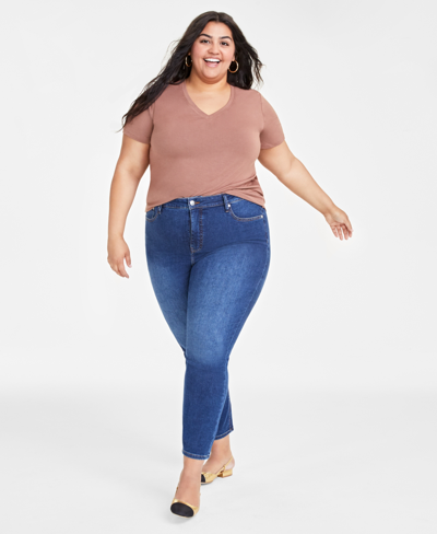 On 34th Trendy Plus Size High-rise Skinny Jeans, Regular And Short Lengths, Created For Macy's In Dark Wash