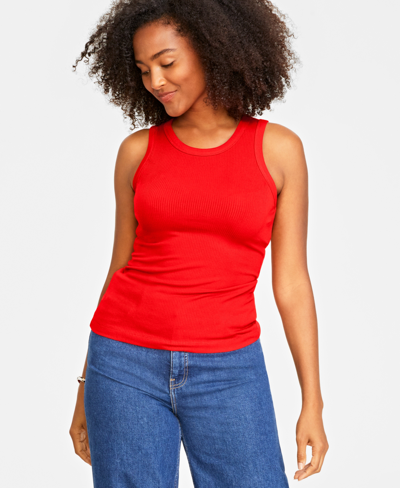 On 34th Women's Ribbed High-neck Tank Top, Xxs-4x, Created For Macy's In Fiery Red