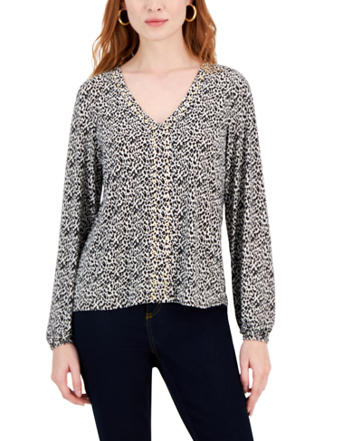 Inc International Concepts Inc Women's Printed Studded Top, Created For Macy's In Spotted Combo