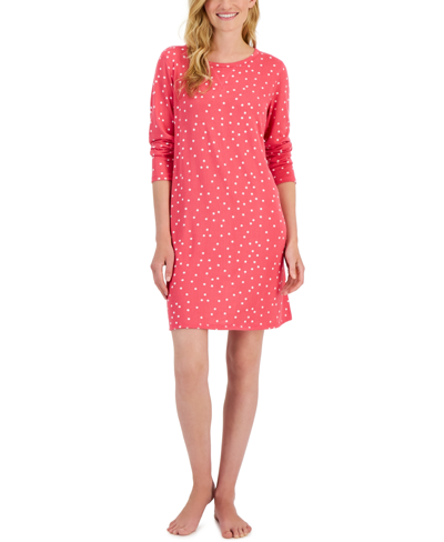 Charter Club Women's Printed Long-sleeve Soft Knit Sleepshirt, Created For Macy's In Abstract Dot