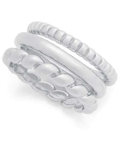 On 34th 3-pc. Set Twist Rings, Created For Macy's In Silver