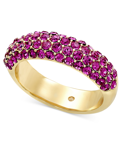 On 34th Gold-tone Pave Ring, Created For Macy's In Pink