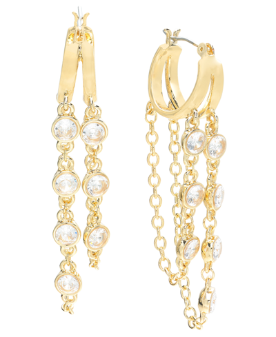 On 34th Chain Cubic Zirconia Drop Earrings, Created For Macy's In Gold