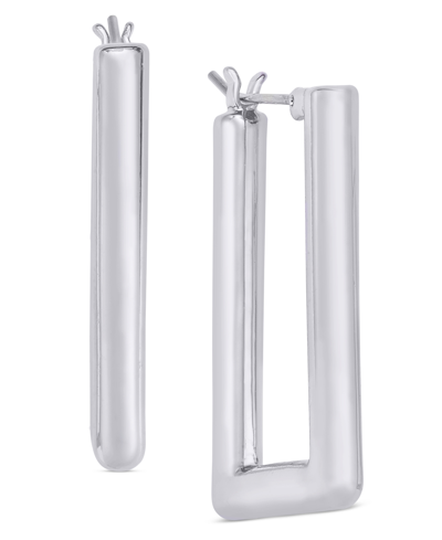 On 34th Rectangular Hoop Earrings, Created For Macy's In Silver