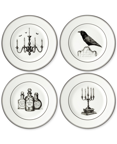 Lenox Vintage Halloween 4-piece Dessert Plate Set In White