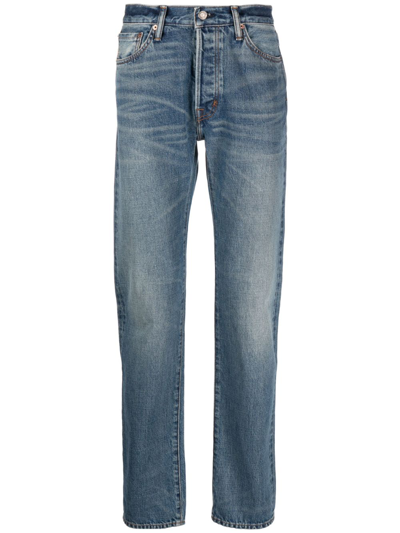 TOM FORD STRAIGHT-LEG JEANS - MEN'S - COTTON/CALF LEATHER