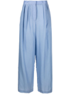 The Frankie Shop Blue Tansy Pleated Wide-leg Trousers In Blue