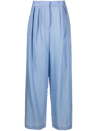 The Frankie Shop Blue Tansy Pleated Wide-leg Trousers