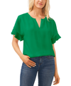Cece Ruffle Sleeve Drop Shoulder Blouse In Lush Green