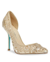 Betsey Johnson Sb-chic Gold Rhinestone Pointed-toe D'orsay Pumps In Light Gold