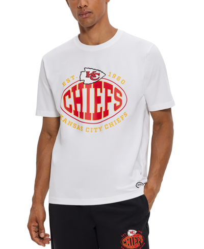 Hugo Boss Boss X Nfl Stretch-cotton T-shirt With Collaborative Branding In Chiefs