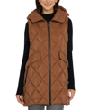 Sam Edelman Women's Quilted Longline Hooded Vest In Maple