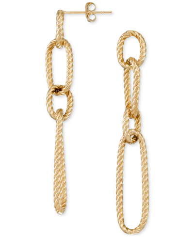 Macy's Interlocking Rope Oval Chain Link Drop Earrings In 14k Gold